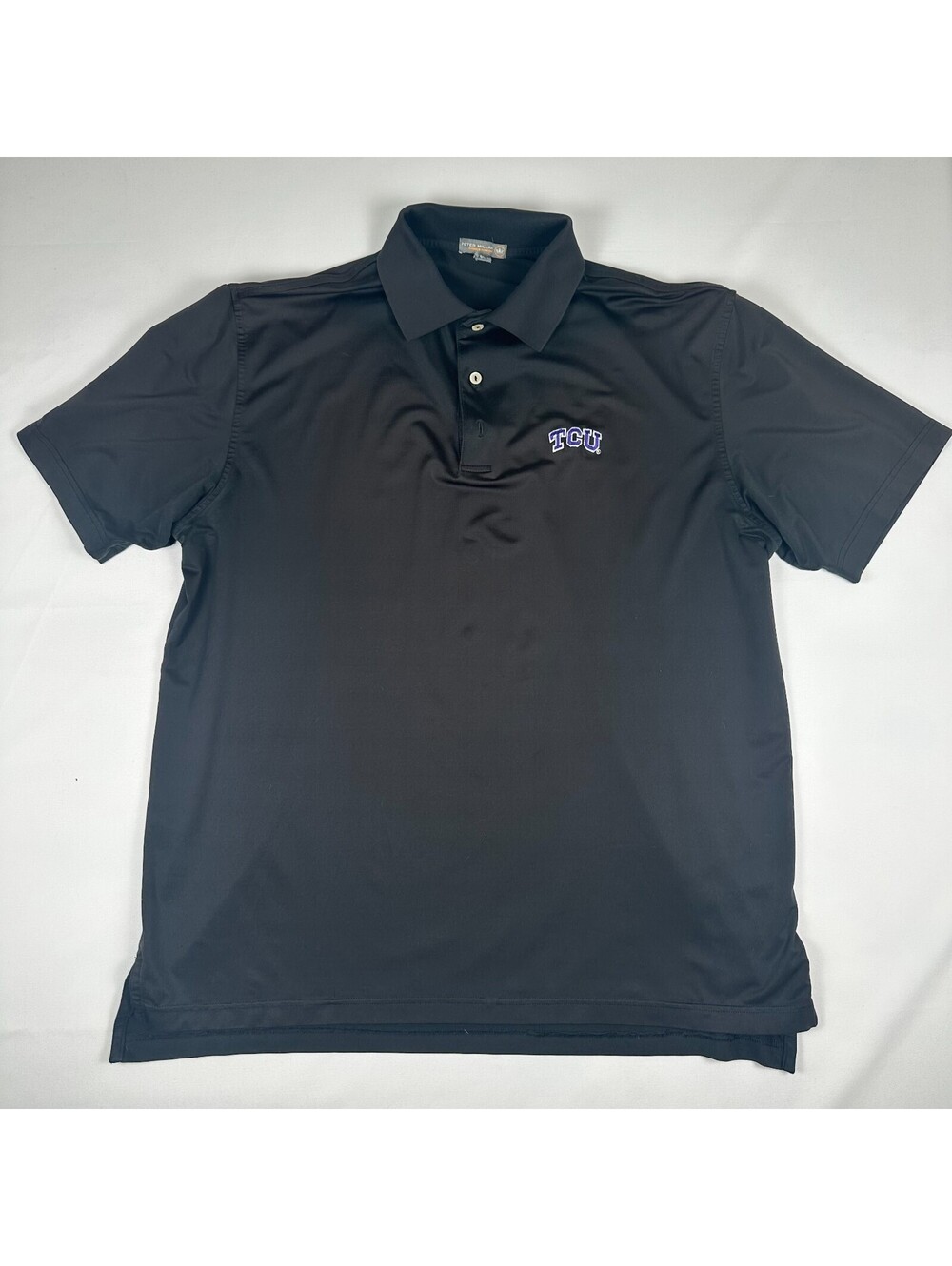 Peter Millar Summer Comfort TCU Horned Frogs Polo Shirt Men's L Black Golf